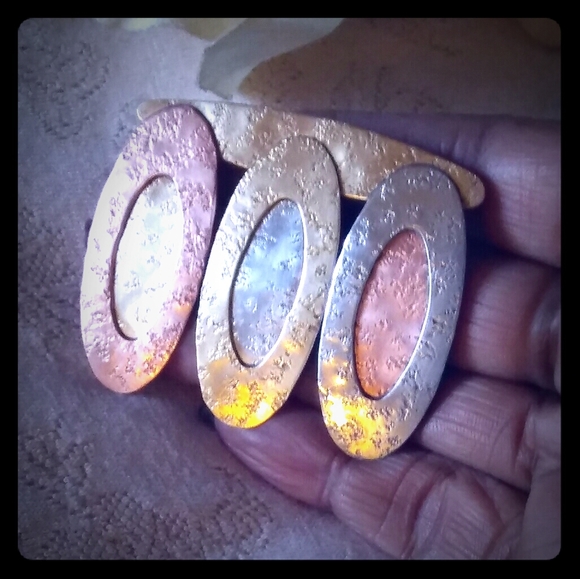 Vintage Baer Mixed Textured Metal Brooch - Picture 2 of 7